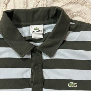 Light Blue and Green Striped Lacoste Polo
